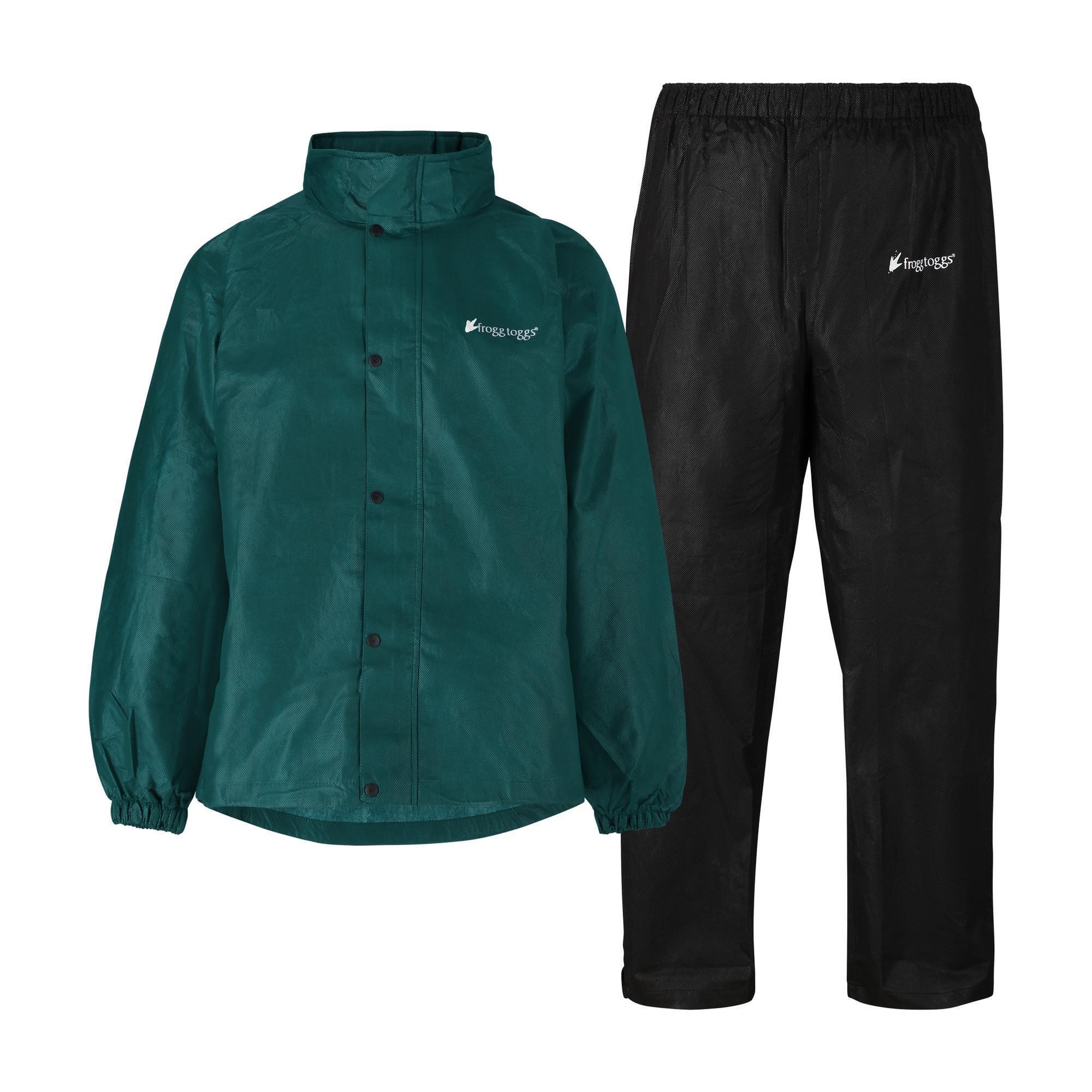Frogg Toggs Men's All Sports Rain and Wind Jacket and Pants Suit, Green/Black, Medium, Model# AS1310-109MD